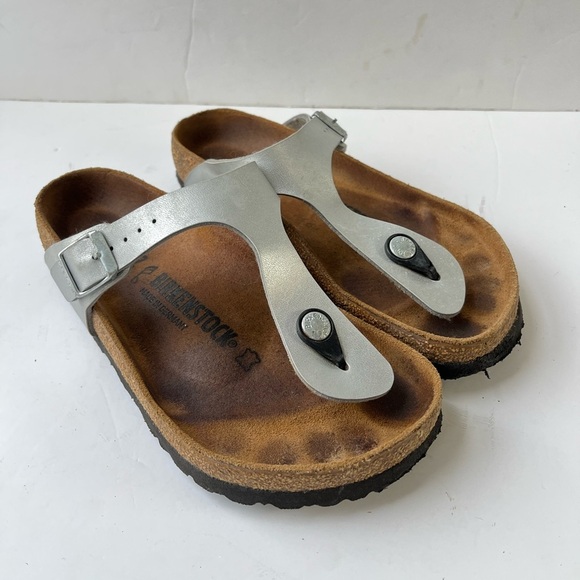 Birkenstock Shoes - BIRKENSTOCK Gizeh Birko-Flor Silver Thong Sandals US 6 EU 37